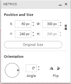 Adjust shapes by clicking on corners or select Metrics to adjust to specific size.
