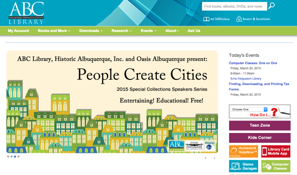 Albuquerque and Bernalillo County (ABC) Library homepage